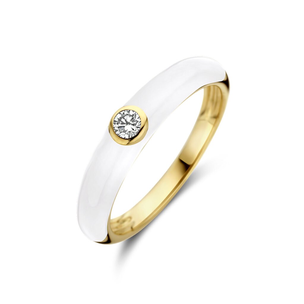 ring wit emaille en diamant 0.10ct h si