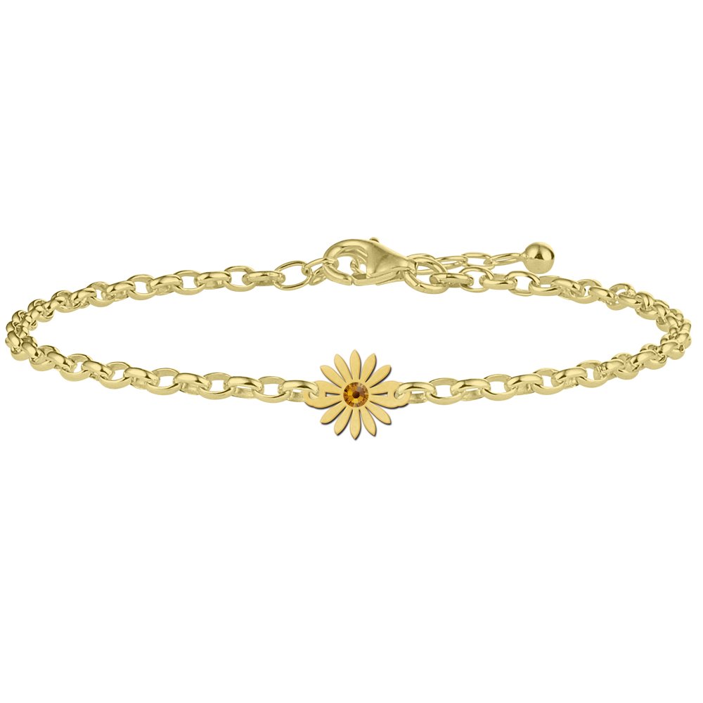 Armband met gouden madelief en geboortesteen - Names4ever