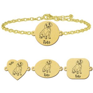 Beagle armband met naam goud - Names4ever