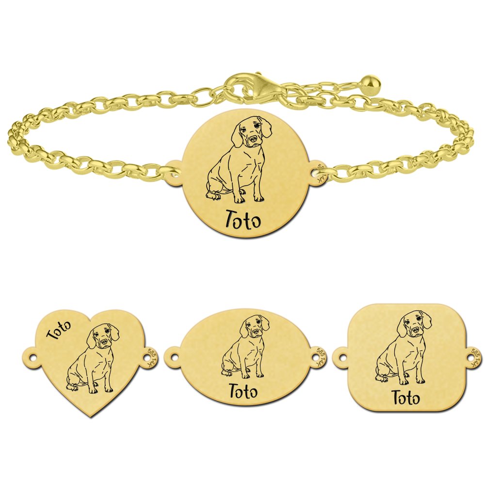 Beagle armband met naam goud - Names4ever