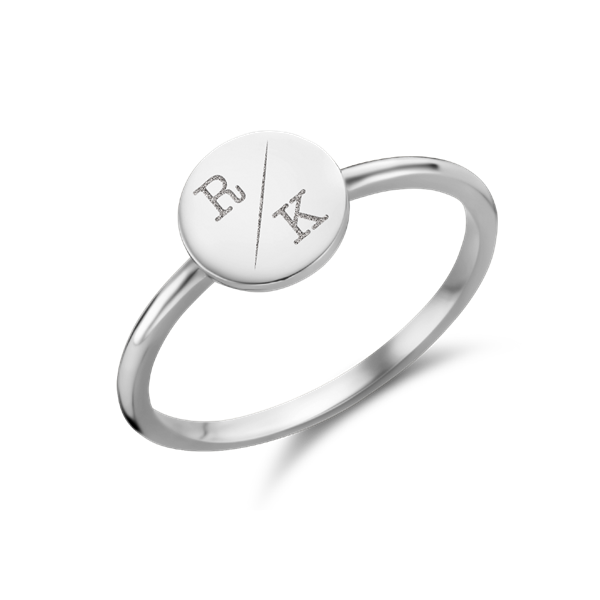 Zilveren Disc Ring met Twee Initialen | Names4ever