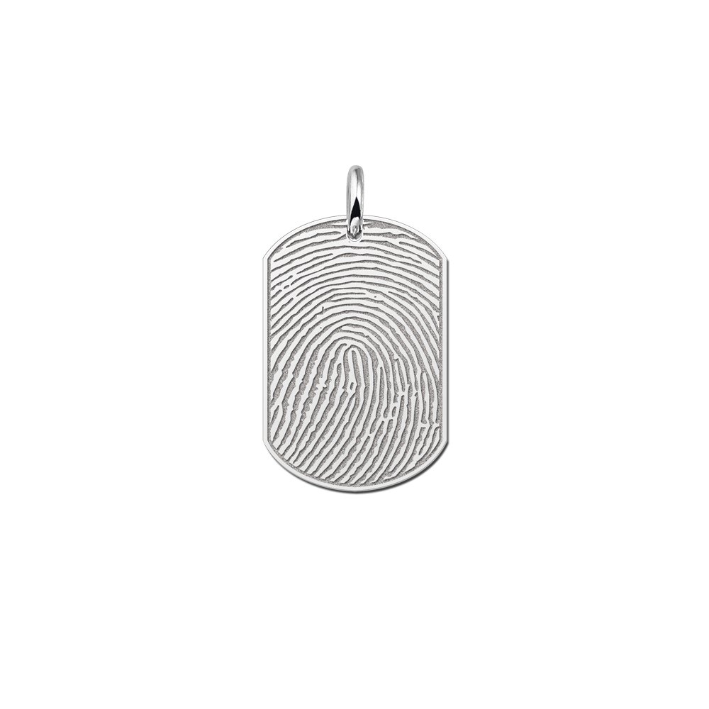 Dogtag Vingerafdruk hanger van zilver - Names4ever