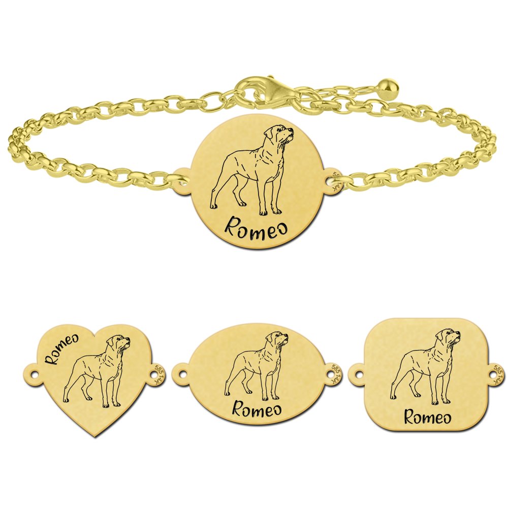 Gepersonaliseerde Rottweiler armband van goud - Names4ever