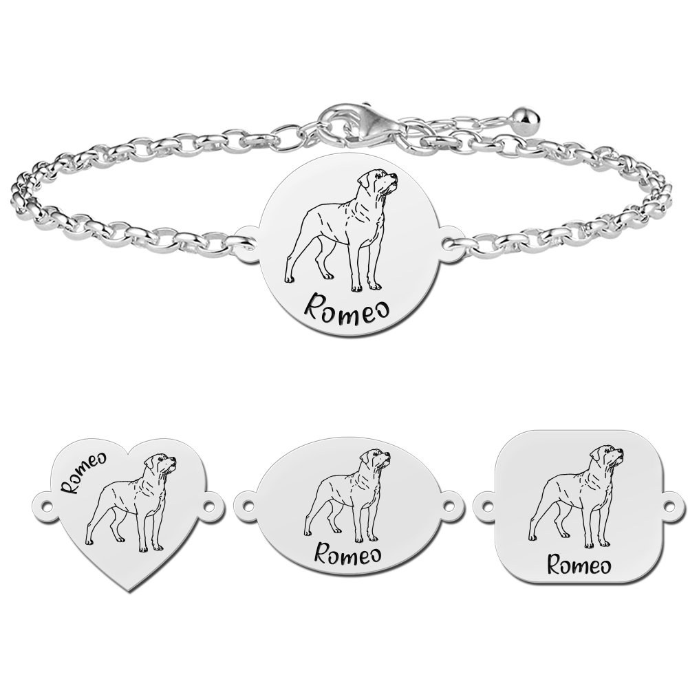 Gepersonaliseerde Rottweiler armband van zilver - Names4ever