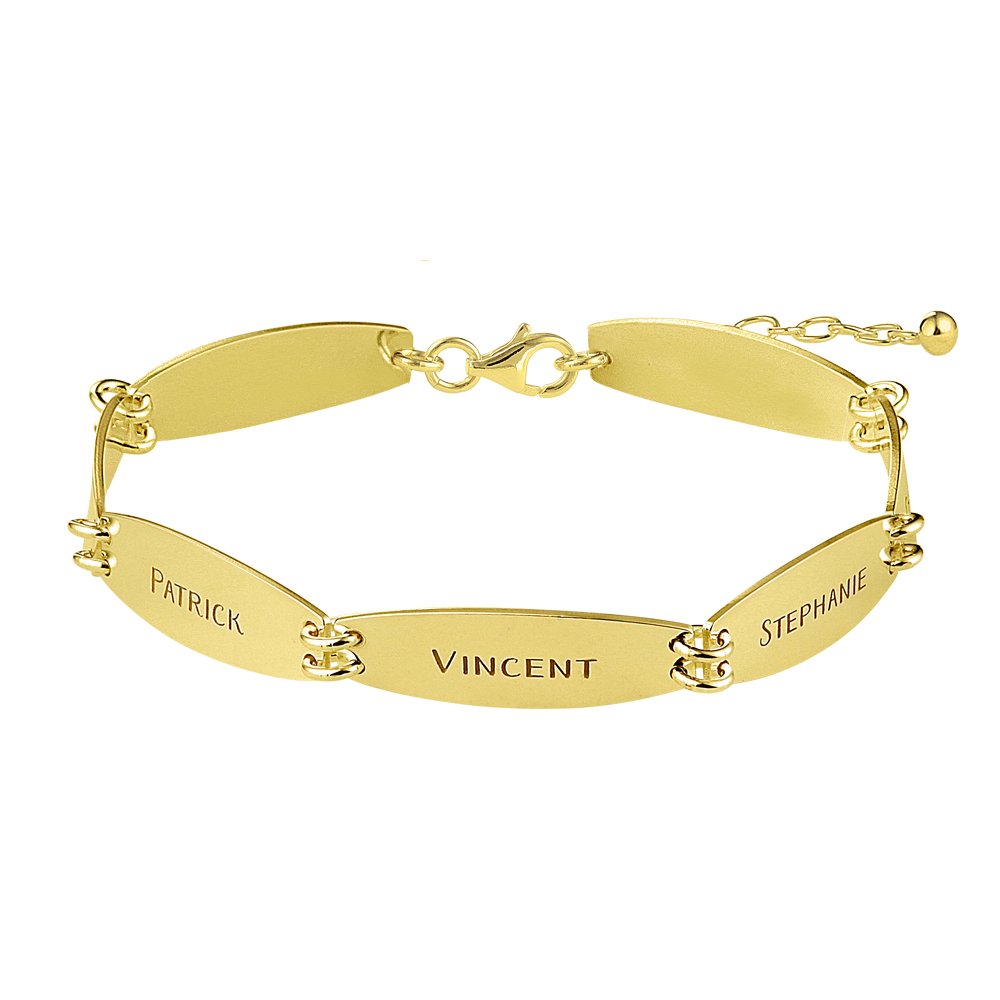 Names4ever Gouden Armband met Zeven Naamplaatjes GNA61