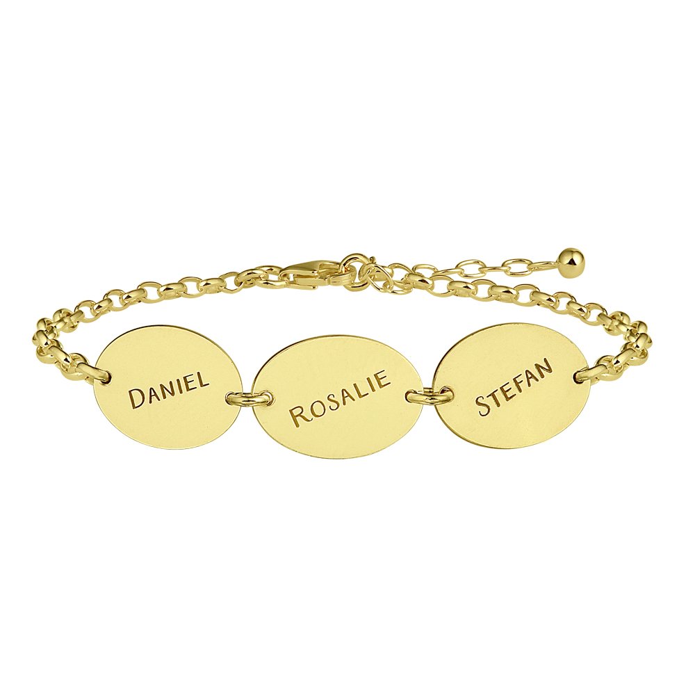 Names4ever Gouden Armband met Drie Ovaaltjes GNA64