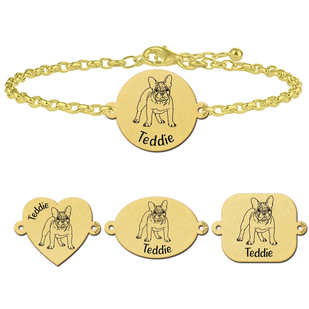 Gouden armband Franse Bulldog - Names4ever