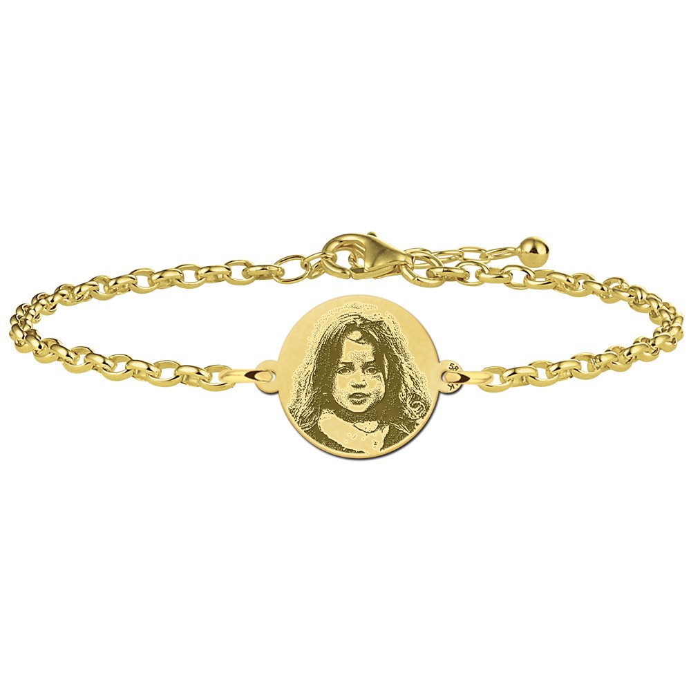 Gouden armband met foto rondje - Names4ever