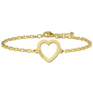 Names4ever Armband met Opengewerkt Hartje van Goud