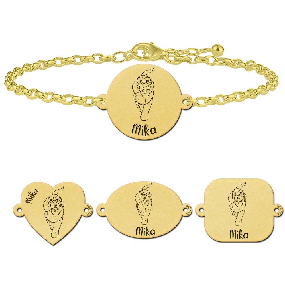 Gouden armband met hond Labradoodle - Names4ever