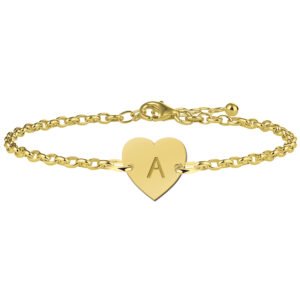 Gouden Armband met Hartvormige Letterhanger > Names4ever