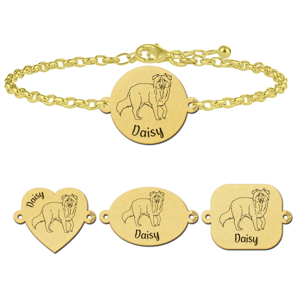 Gouden armband met naam van eigen hond Australische Herder - Names4ever