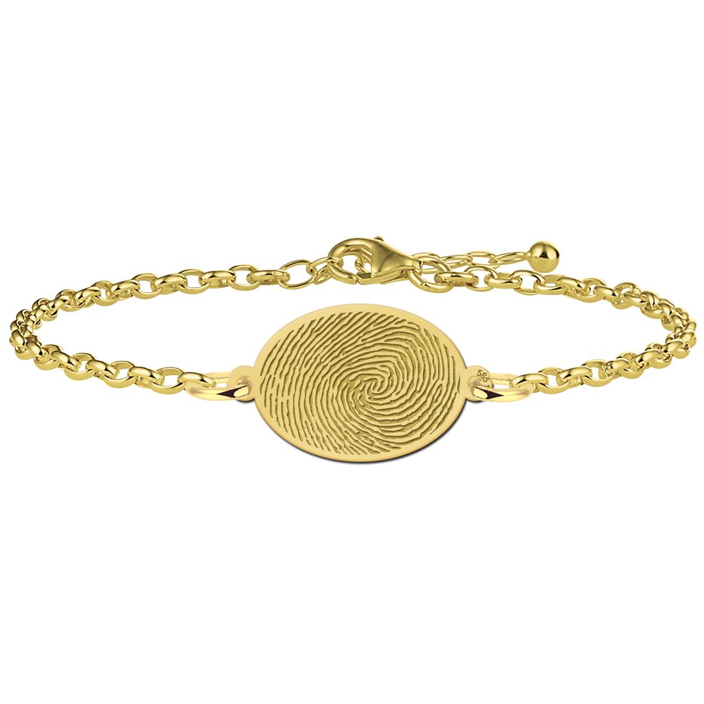 Gouden armband met vingerafdruk ovaal - Names4ever