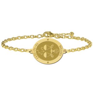 Gouden Armband met Ovaalvormige Weegschaal Sterrenbeeld Naamhanger > Names4ever