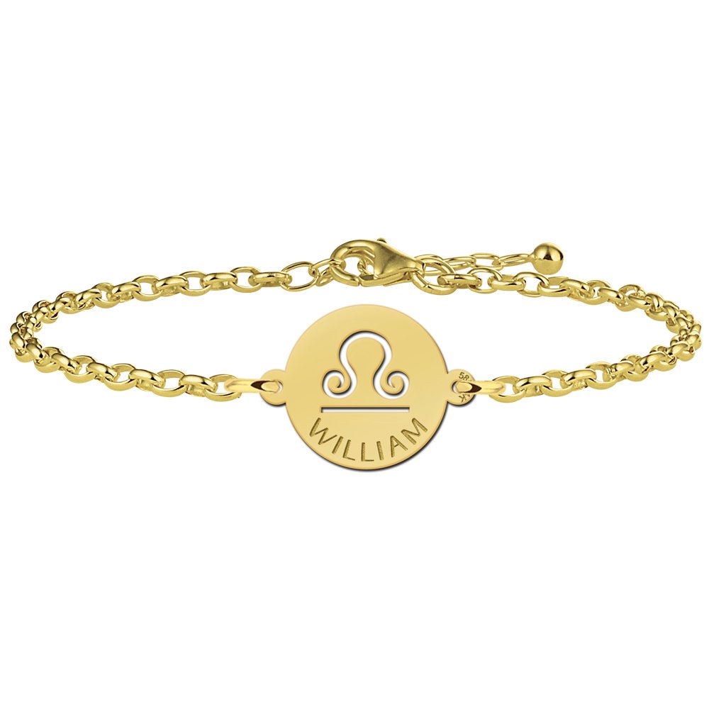 Gouden Armband met Ronde Weegschaal Sterrenbeeld Naamhanger > Names4ever