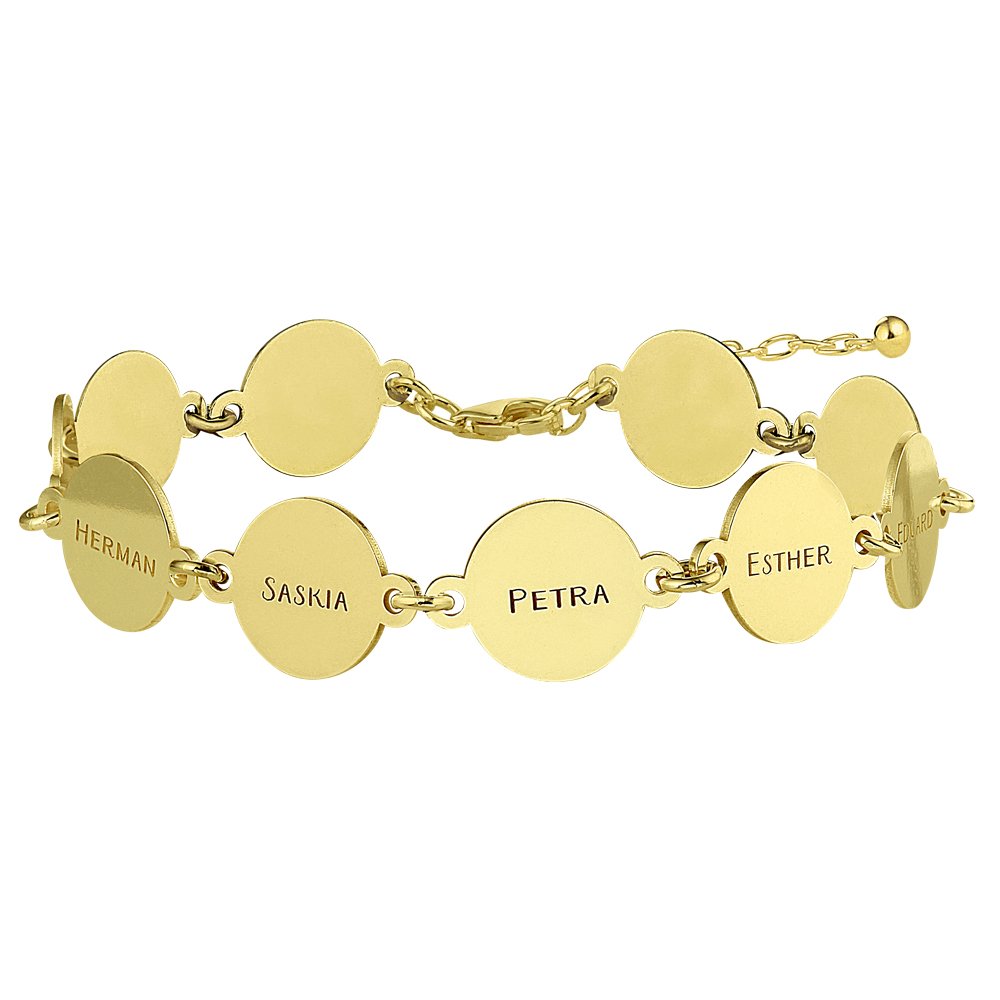 Names4ever Gouden Armband met Tien Rondjes met Naam GNA68