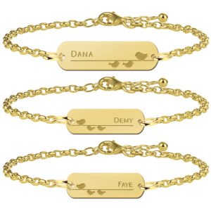 Gouden Moeder Dochter Armbandjes Set van Drie met Vogeltjes > Names4ever