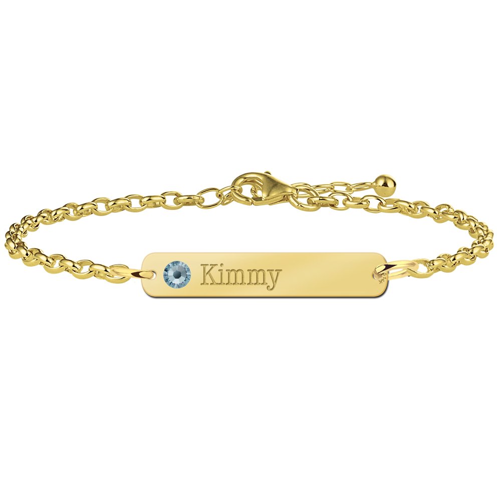 Kimmy Bar Armband van Goud met Naam en Geboortesteen > Names4ever