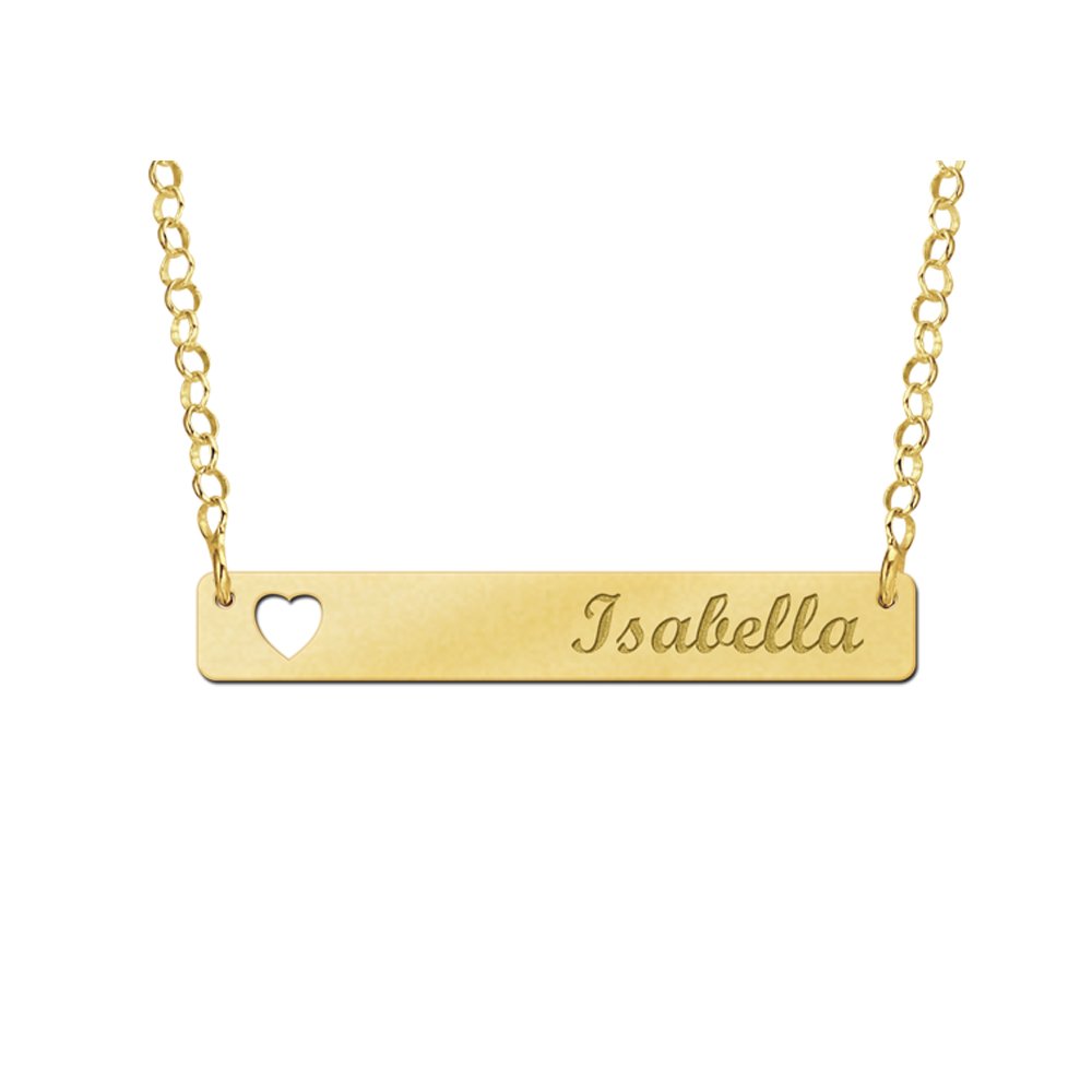 Gouden Bar + Hart Naamketting Names4ever GNKB004