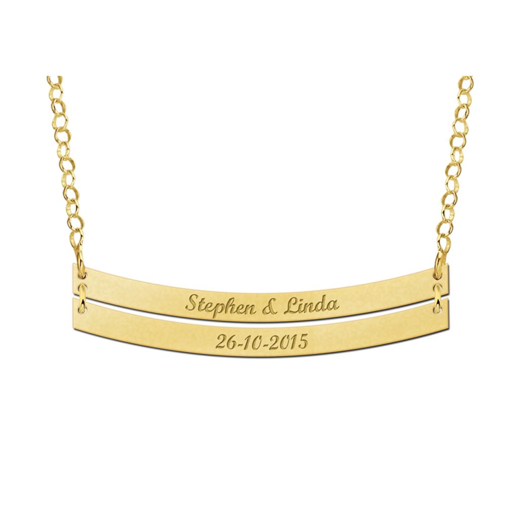 Dubbele Bar Naamketting van Goud Names4ever GNKB006