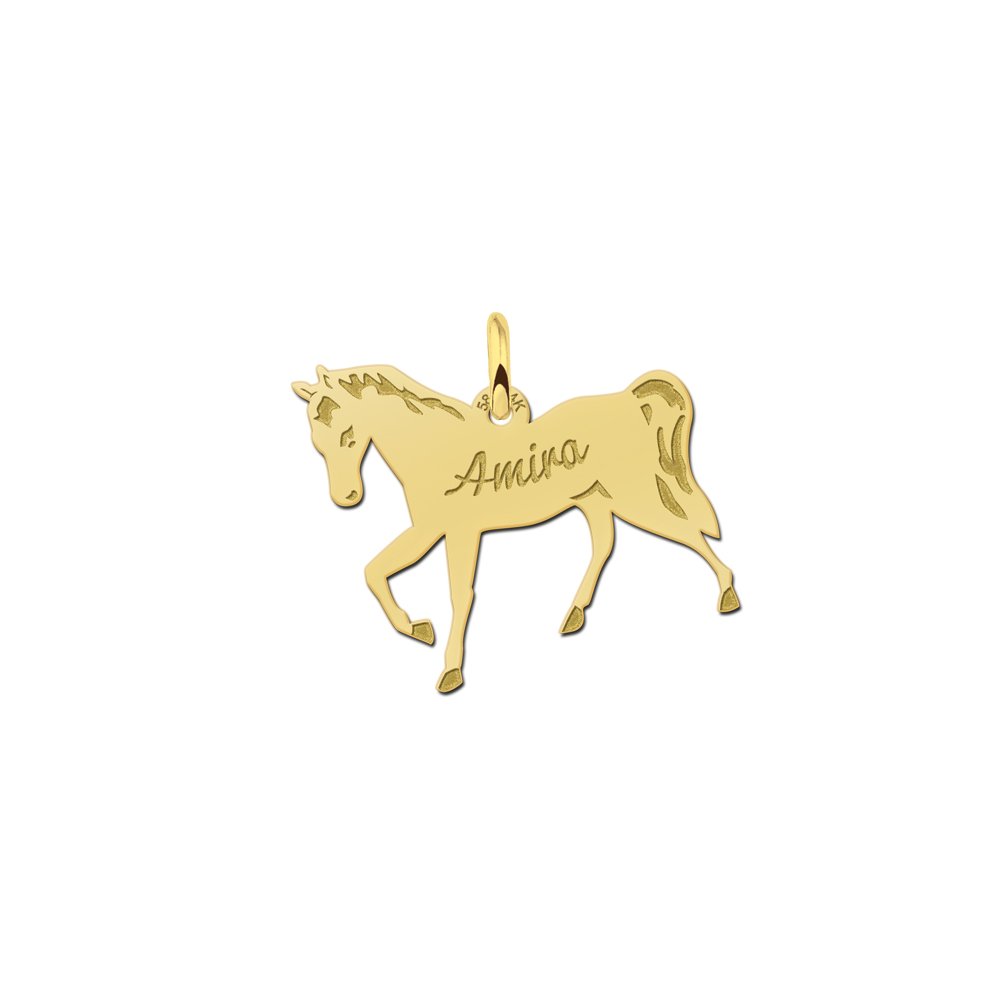 Names4ever Gouden Paard Graveer Hanger