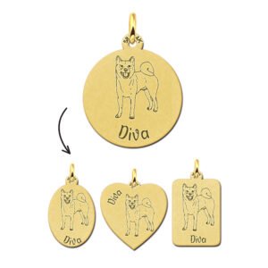 Gepersonaliseerde Akita Hond Hanger van Goud + Naam