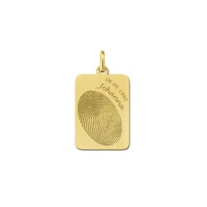 Names4ever Gouden Dog Tag Hanger met Vingerafdruk