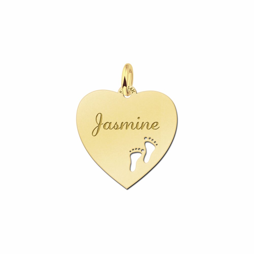 Gouden Hart Hanger met Voetjes L | Names4ever