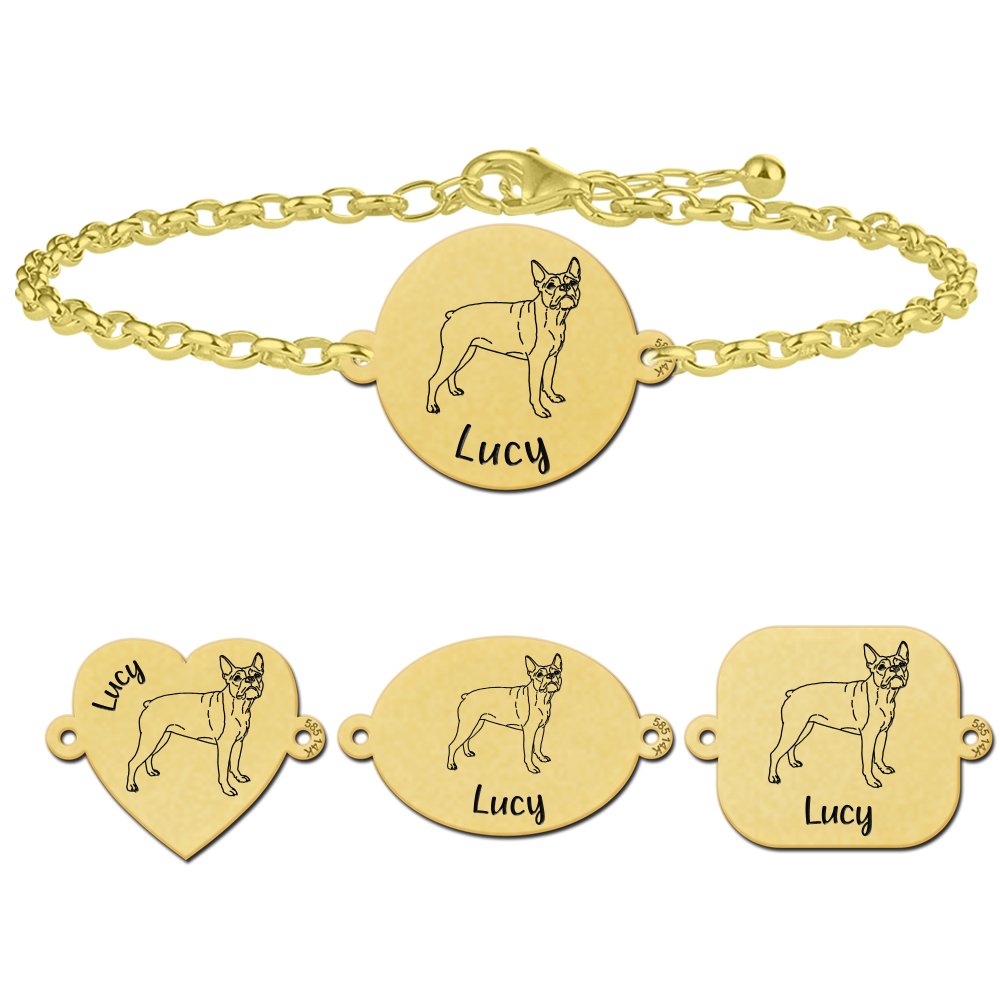 Gouden honden armband Boston Terrier - Names4ever