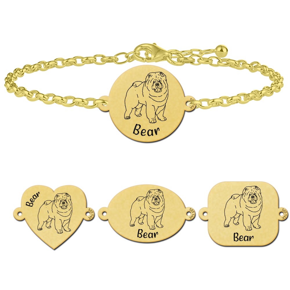 Gouden honden armband met naam Chow Chow - Names4ever