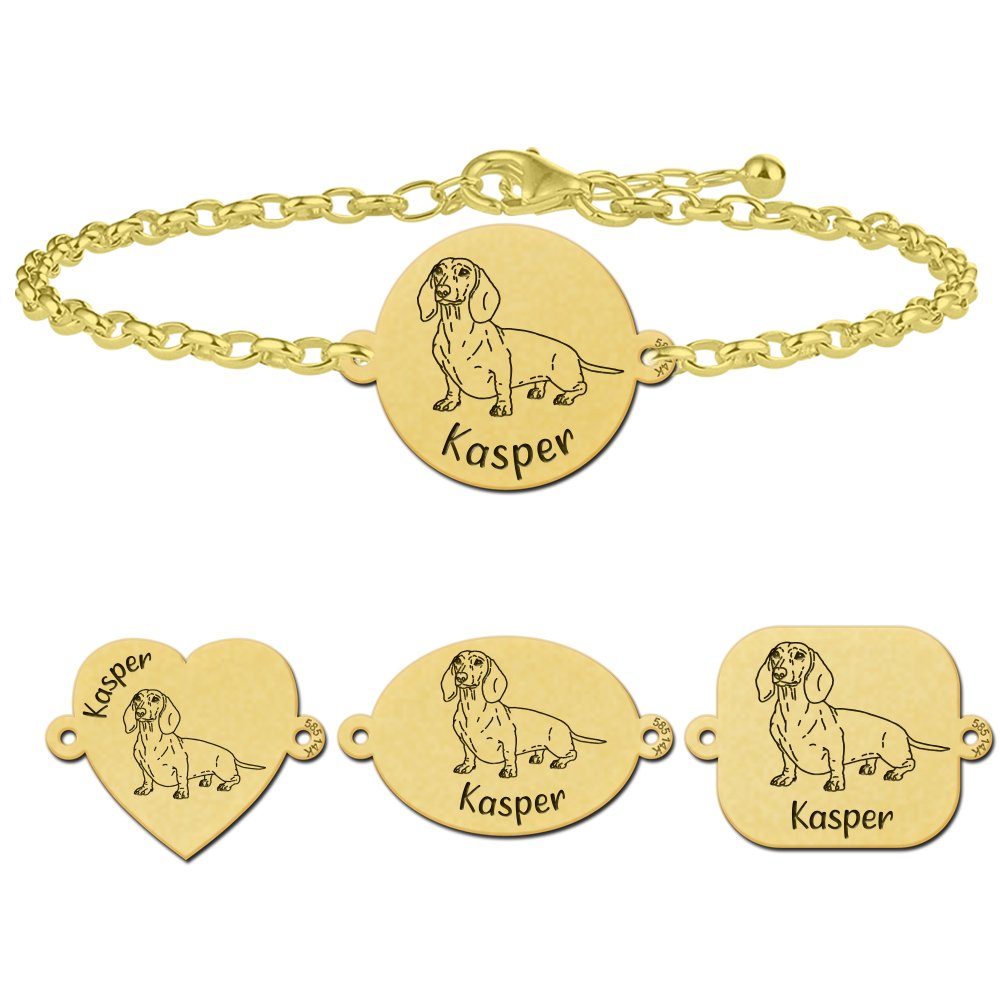 Gouden honden armband teckel - Names4ever