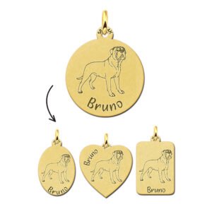 Gouden Honden Hanger Mastiff + Naam Graveren