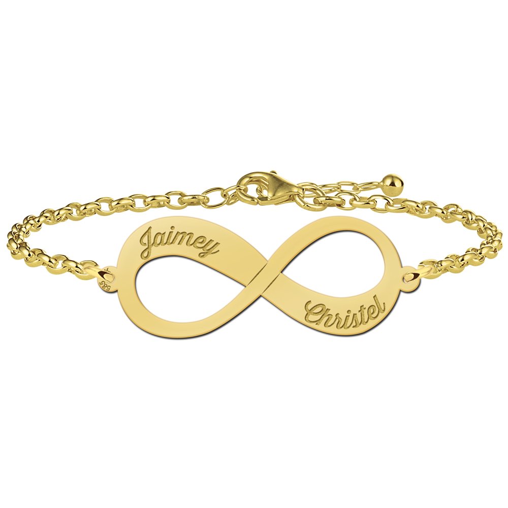 Gouden infinity armband met twee namen - Names4ever