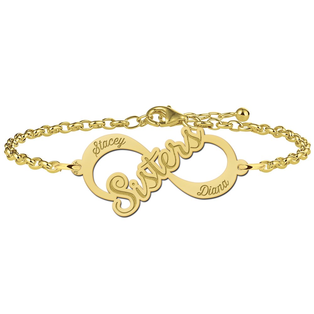 Sisters Armband van Goud met Infinity Hanger > Names4ever