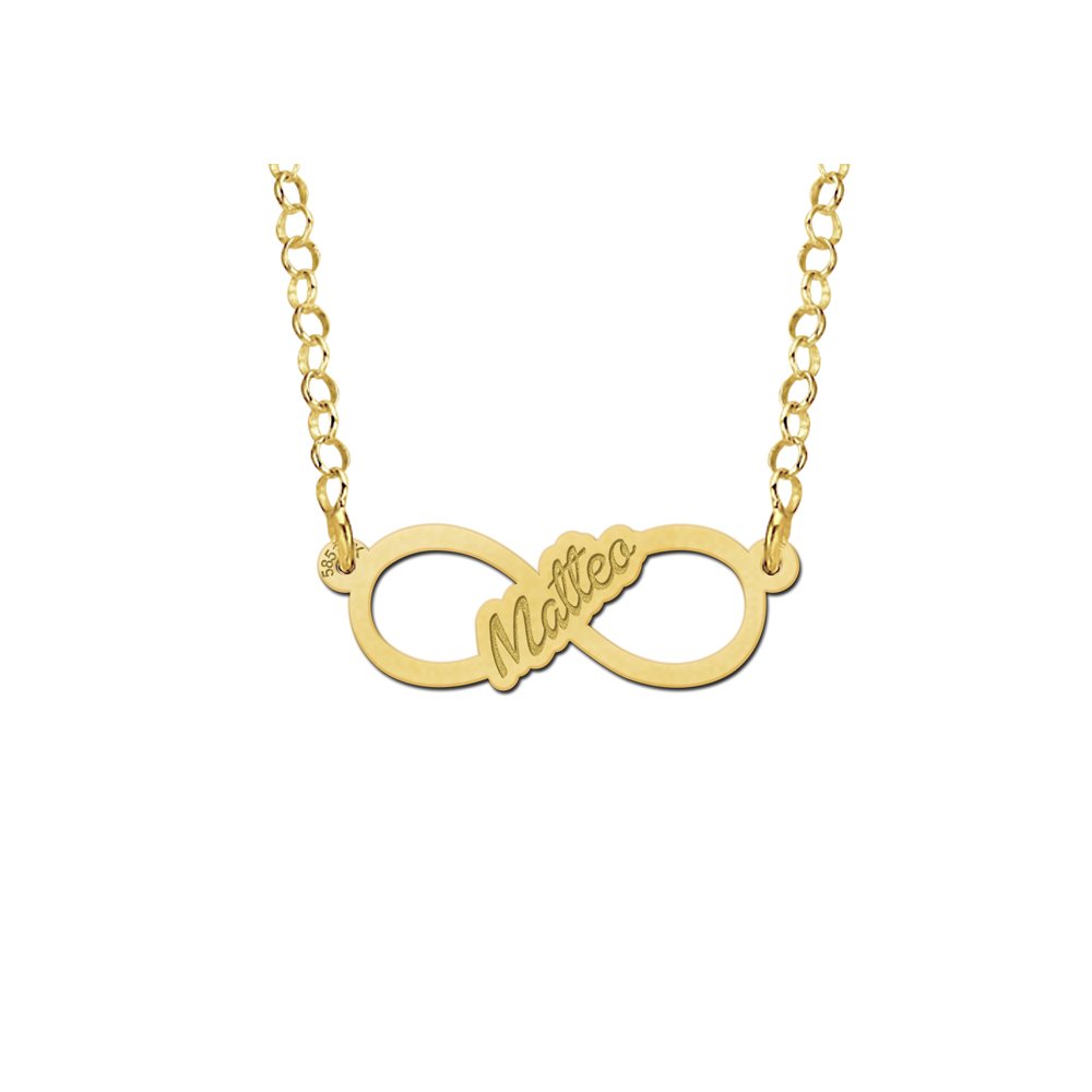 Gouden infinity ketting met geschreven naam - small - Names4ever