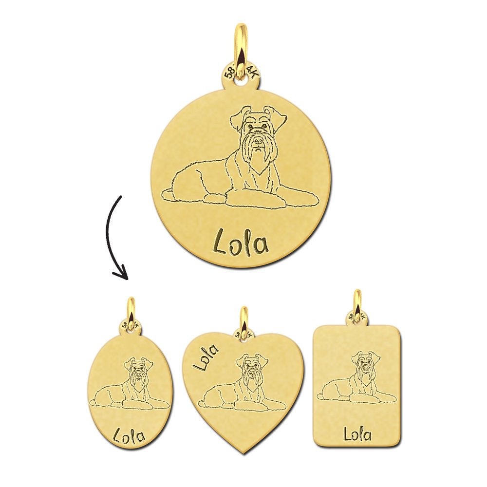 Gouden ketting met honden gravure Miniatuur Schnauzer - Names4ever