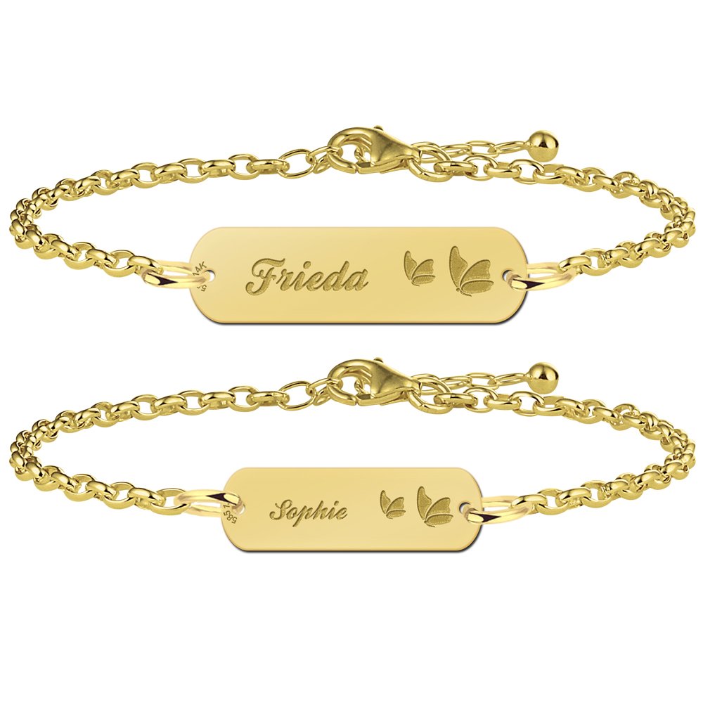 Gouden Moeder Dochter Armbandjes Set met Vlinders > Names4ever