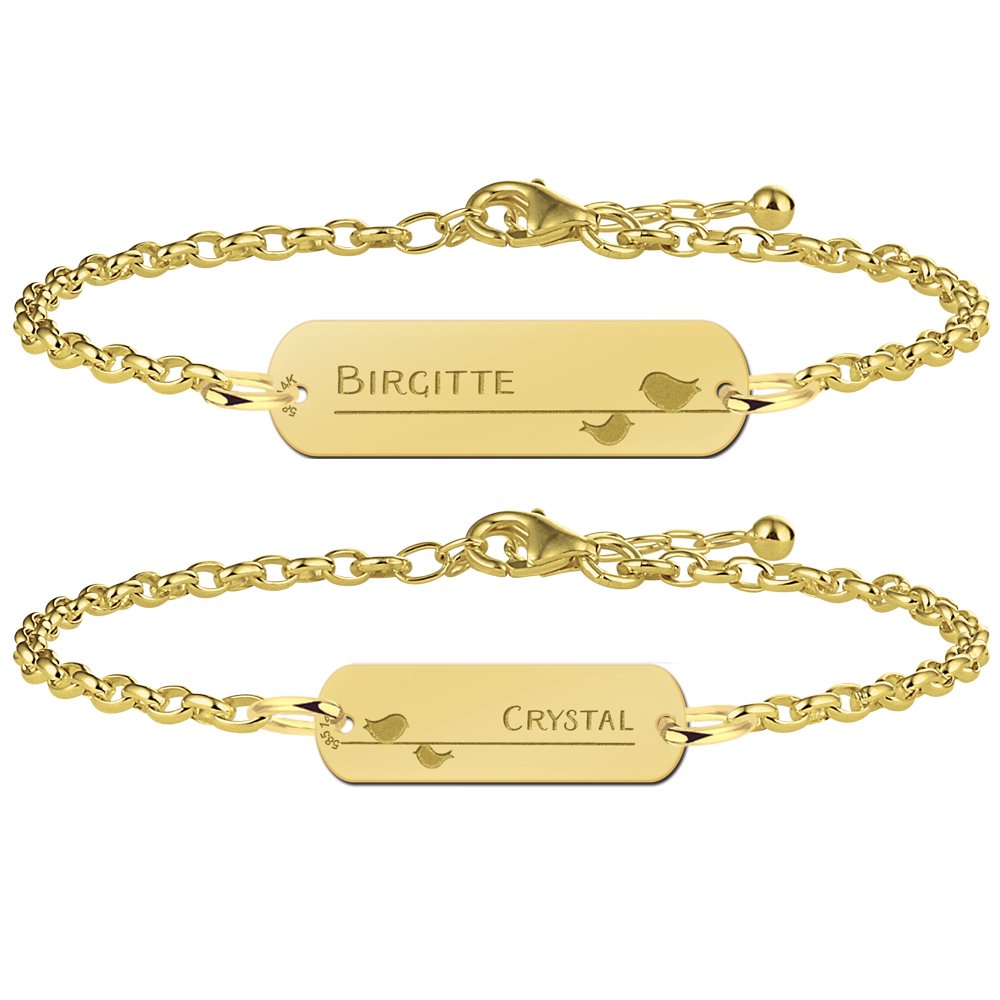 Gouden Moeder Dochter Armbandjes Set met Vogeltjes > Names4ever