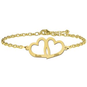 Dubbele Hart Gouden Moeder en Dochter Armband > Names4ever