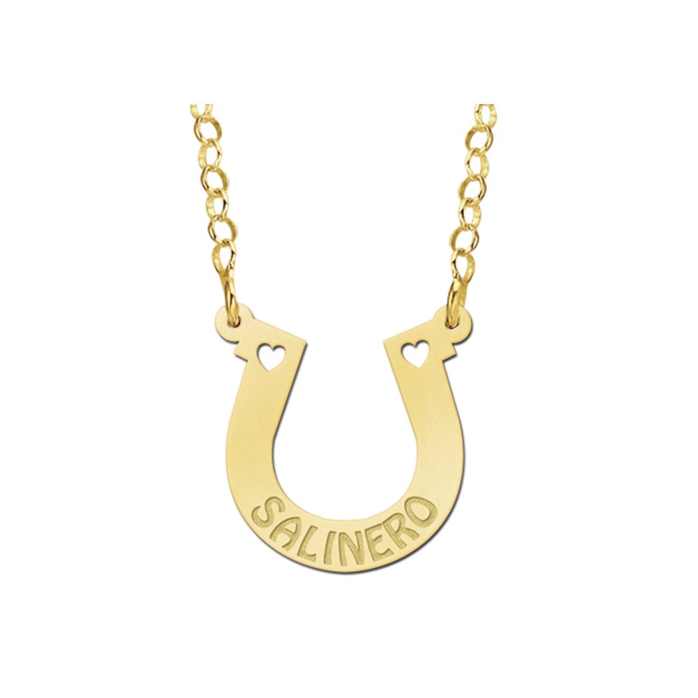 Names4ever Hoefijzer Naamketting Goud GNK54