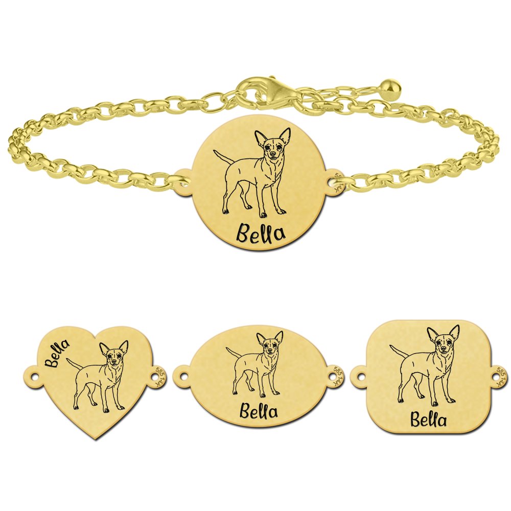 Gouden personaliseerde armband Chihuahua - Names4ever