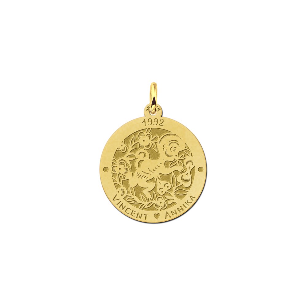 Ronde Chinese Sterrenbeeld Aap Hanger van Goud