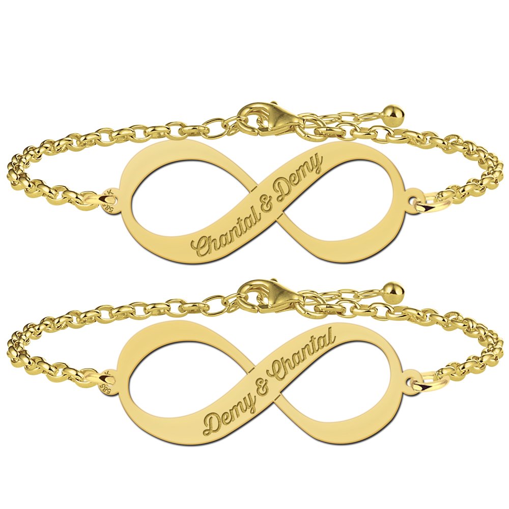 Gouden set inifnity armbanden met twee namen - Names4ever