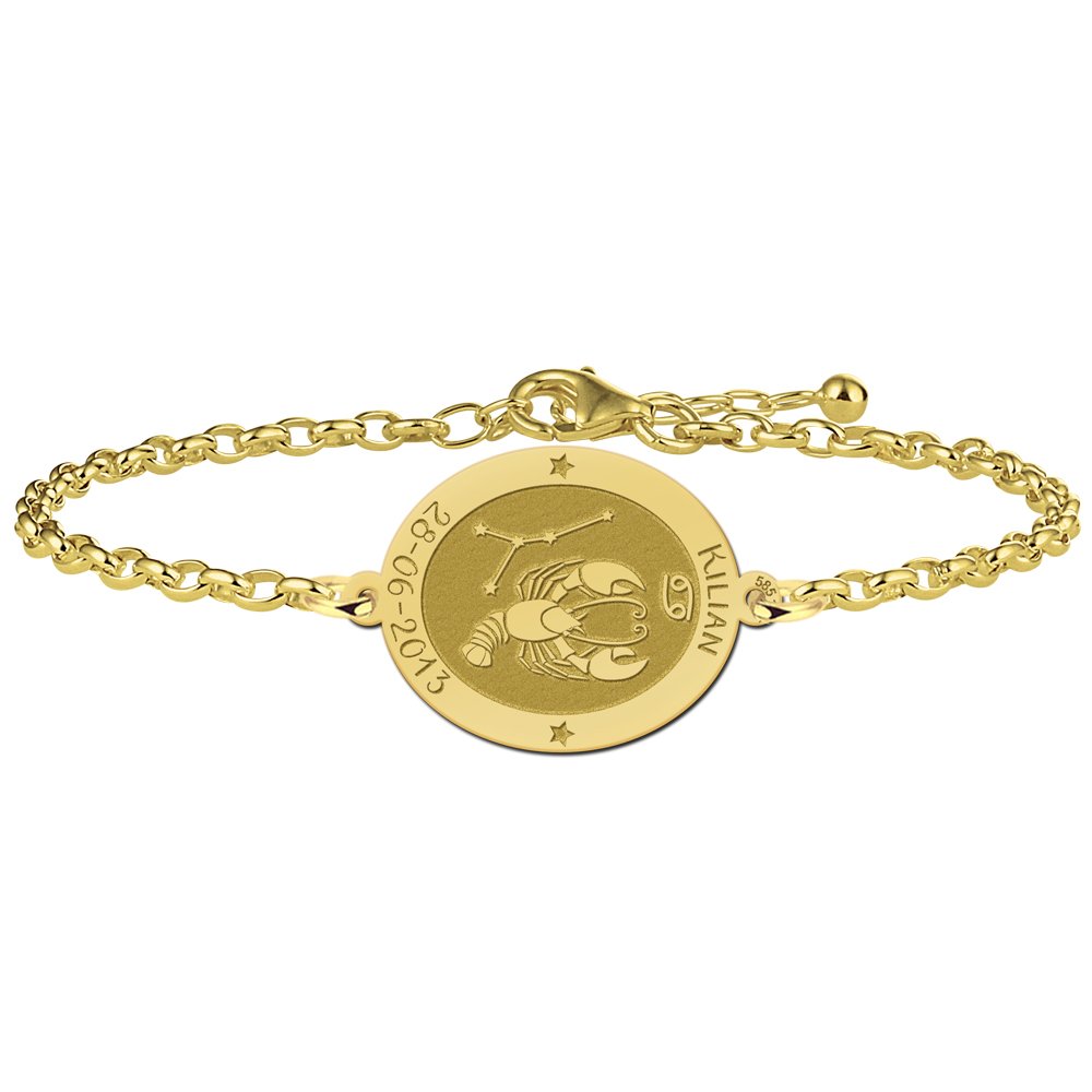 Gouden Armband met Ovaalvormige Kreeft Sterrenbeeld Naamhanger > Names4ever