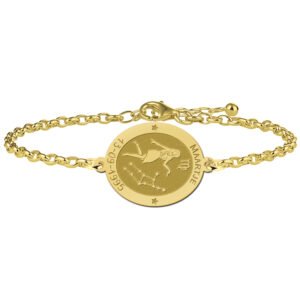 Gouden Armband met Ovaalvormige Maagd Sterrenbeeld Naamhanger > Names4ever