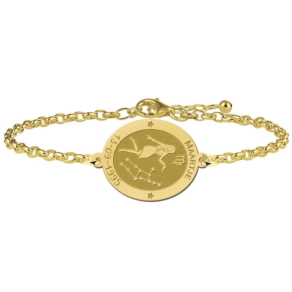 Gouden Armband met Ovaalvormige Maagd Sterrenbeeld Naamhanger > Names4ever