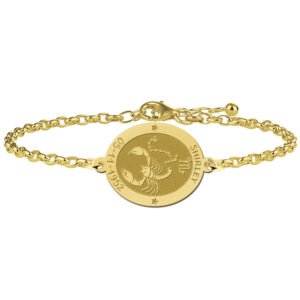 Gouden Armband met Ovaalvormige Schorpioen Sterrenbeeld Naamhanger > Names4ever