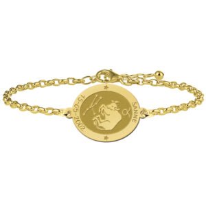 Gouden Armband met Ovaalvormige Stier Sterrenbeeld Naamhanger > Names4ever