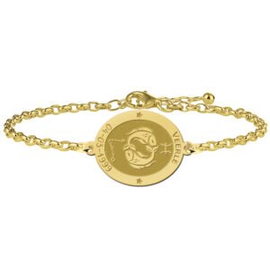 Gouden Armband met Ovaalvormige Vissen Sterrenbeeld Naamhanger > Names4ever