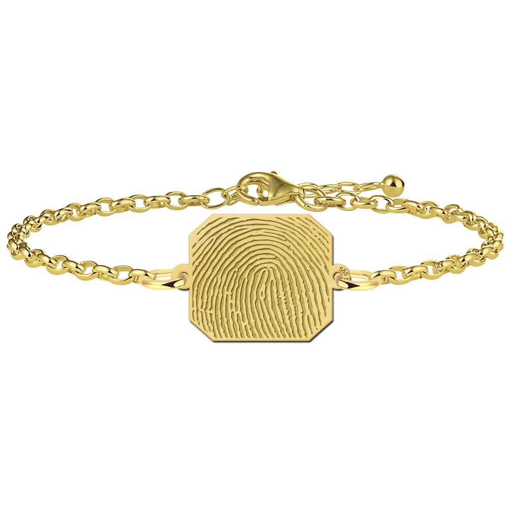 Gouden armband met vingerafdruk rechthoek - Names4ever